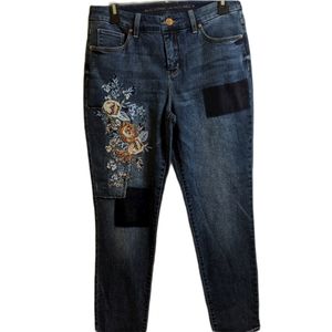 Chico's Blue Floral Embroidered Ankle Jeans